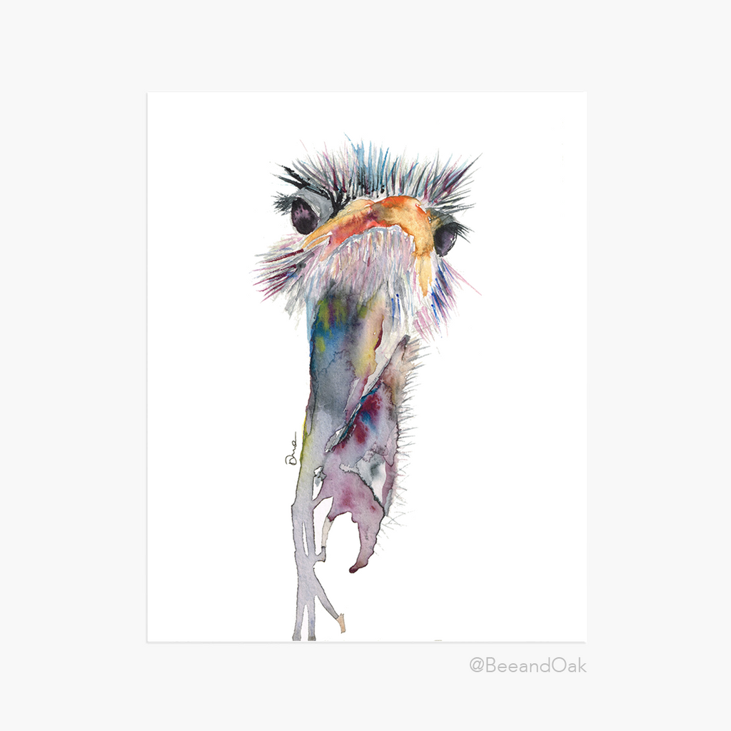 Ostrich Art Print - Bee & Oak