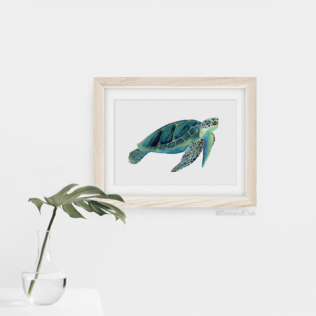 Sea Turtle Watercolor Art Print - Bee & Oak