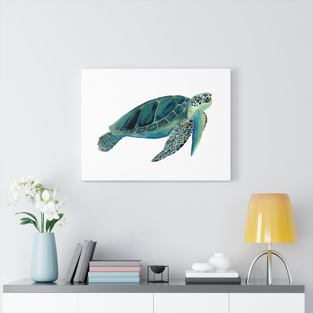 Sea Turtle Watercolor Art Canvas Print - Bee & Oak