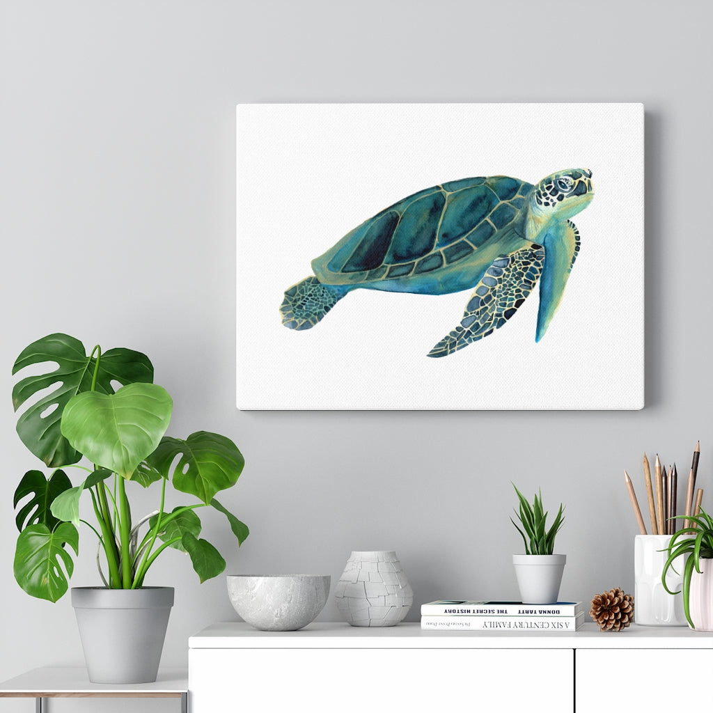 Sea Turtle Watercolor Art Canvas Print - Bee & Oak